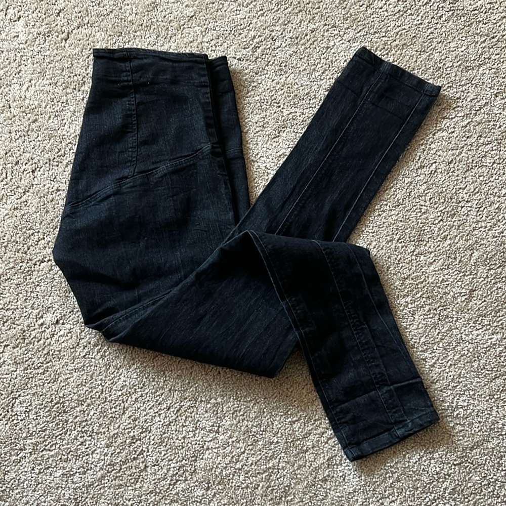 Prairie Underground Women’s Black Denim Girdle Zip Front Jeans Size Medium